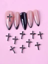 10pcs pack black cross shaped nail art