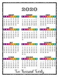 2020 Printable Caribbean Color Calendar 2020 Wall Calendar