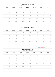 They come in different styles for you to choose from. January February March 2021 Calendar Pdf Template Code Coco4 Free Printable 2021 Monthly Calendar With Holidays