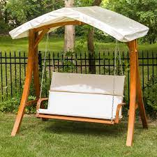 Wooden Patio Swing Seater With Canopy