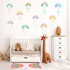 Rainbows And Raindrops Fabric Wall