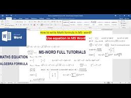 Write Math Equation Formula In Ms Word