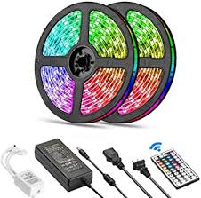 Amazon Com Led Strip Lights Aiiato32 8ft 10m Led Light Strip 300leds Smd 5050 Rgb 12vdc Waterproof Flexible Changing Led Strips Kit 44key Remote And 5a Adapterfor Tv Room Kitchen Home Improvement