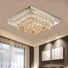 Tiered Square Crystal Flush Mount