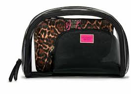 leopard cheetah black pink beauty bag