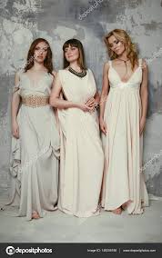 ancient greek style dresses stock photo
