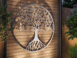 Metal Tree Wall Art Modern Outdoor Decor