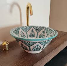 Aqua Green Designed Bathroom Sink Mid