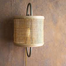 Round Rattan And Iron Wall Sconce Mad