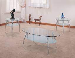 Glass Top Metal Coffee Table Set