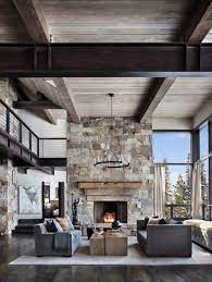 Enchanting modern-rustic dwelling in the rugged mountains of Big Sky - # |  Mountain home interiors, Mountain modern home, Rustic mountain homes gambar png