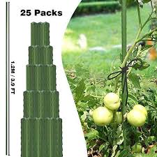 Xiny Tool Garden Stakes 25 Pack 48 Inches Steel Plant Stakes With Plastic Coat For Climbing Plants