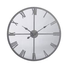 Grey Framed Mirrored Wall Clock Lukehurst