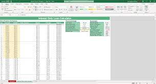 interest only loan calculator excel