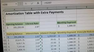 amortization table with extra payments