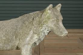 Lot Cast Stone Wolf Form Garden Sculpture