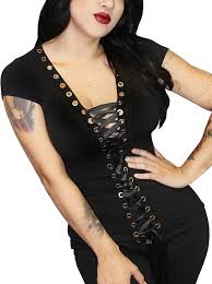 Womens Temptress Lace Up Corset Tee By Demi Loon