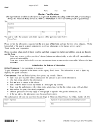 what is a shelter verification form