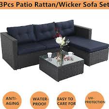 3 pcs patio rattan wicker sofa set