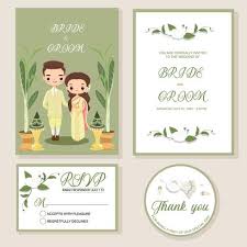 Cute Thai Bride And Groom Couple On Wedding Invitations Card