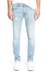 Diesel Faded Light Blue Denim Slim Fit Jeans Jeans Outfit Men Blue Jeans Outfit Men Mens Jeans Fit