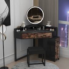 black vanity desk with mirror foter