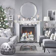 purple living room with grey velvet