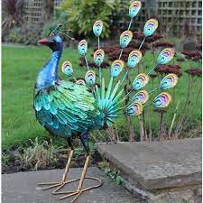 Greenkey Hand Painted Metal Peacock