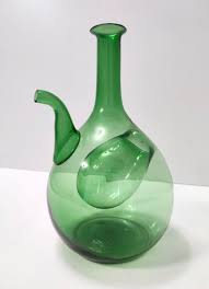 Vintage Green Blown Glass Jug With Ice
