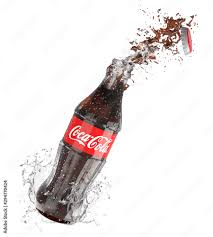 coca cola bottle with splash isolated