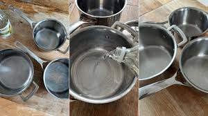 clean stainless steel pans with vinegar
