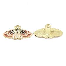 alloy enamel pendants golden moths charm peru 15x28x1 5mm hole 2mm alloy enamel insects brown