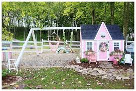 Our Pretty Pastel Playhouse Swing Set