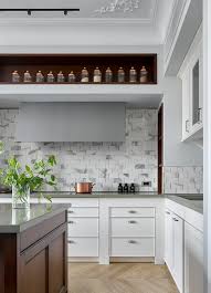 30 white cabinets with gray countertop