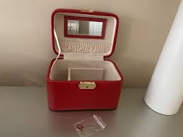 rowallan red leather jewelry case
