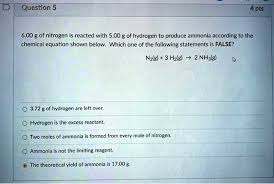 question 54 pts6 00 g of nitrogen is