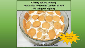 creamy banana pudding with sweetened