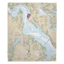 Va James River Newport News To Jamestown Island Va Nautical Chart Blanket