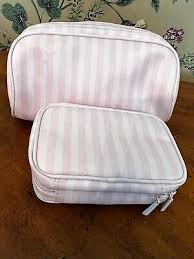 pink stripe makeup toiletry bags
