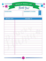 Printable Girl Scout Snack Sign Up Sheet Editable Version Included