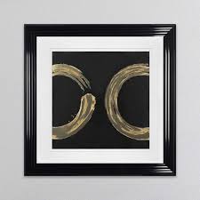 Gold Zen Circle On Black 2 Framed Wall