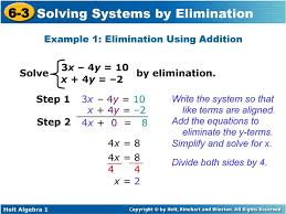 6 3 Solving Systems By Elimination