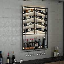 Metal Wall Mounted Black Wine Rack