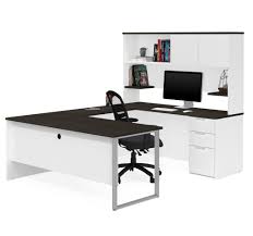 Get one and forget about buying a desk our pick: 92 X 71 White Deep Gray U Shaped Desk Hutch By Bestar Officedesk Com