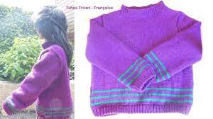 Tuto tricot pull enfant facile à réaliser (6-8-10 ans), côtes 1/1 et jersey  endroit, pull mixte - YouTube