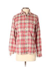 Details About Faherty Women Red Long Sleeve Button Down Shirt Sm