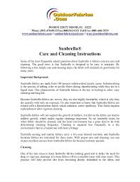 Sunbrella Cleaning And Care Instructions How To Clean