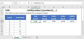 variance excel google sheets