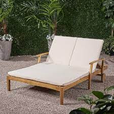 Wood Outdoor Double Chaise Lounge