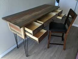 Once attached to your desk. Reclaimed Wood Desk Standing Desk With Bar Stool Ebay